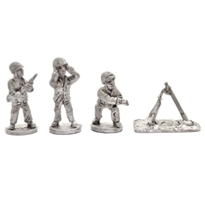 W-AM15 WWII American Marine 81mm M1 Mortar & 3 Crew