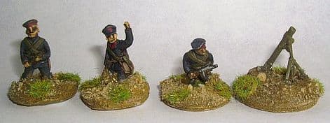 W-RS7 20mm WWII Soviet Naval 82mm Mortar & 3 Crew Old