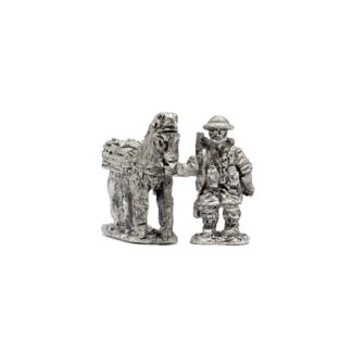 WB23 15mm WWII British Pack Mules & Drivers in Steel Helmet