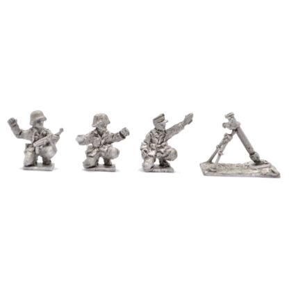DDW6 20mm WWII German 81mm Mortar & 3 Crew Washed