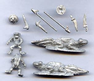 FT71 15mm Fantasy Frog Folk Giant Newt Riders with Mixed Weapons Old