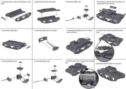 WW2V20028 1/72nd British Valentine Tank Assembly Sheet