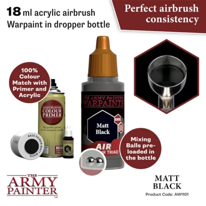 Warpaints Air AW1101 Matt Black 18ml - Image 2